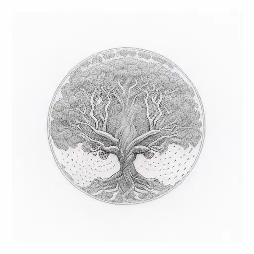 Tree of Life with the years 1977 and 1976 written in the roots tattoo design idea