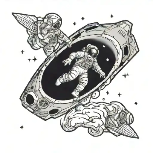 astronaut floating in space tattoo design idea