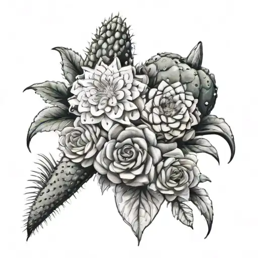 flowers, cacti, combadge, lord of the rings   tattoo design idea