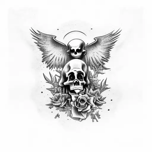 full left arm sleeve of a gothic church cemetary with skeletons and plants and a dark dreary beauty in death style tattoo design idea