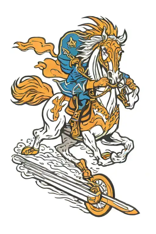 pacers mascot boomer riding Indianapolis colts racing horse  tattoo design idea