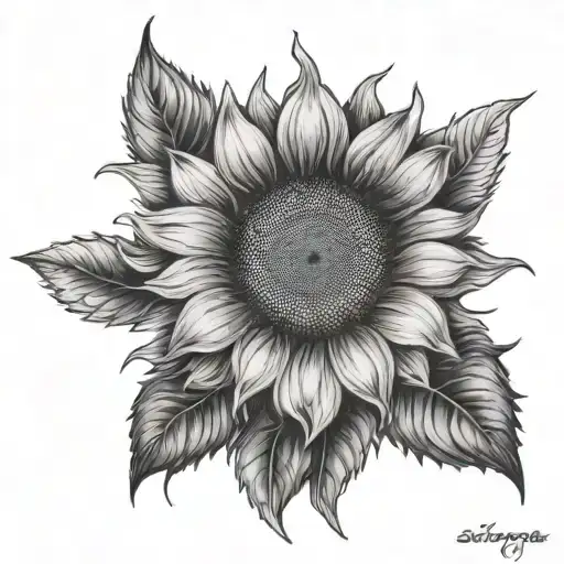Create a tattoo that represents a sunflower and the name Stoppa in a simple way but with colorful details tattoo design idea