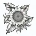 create a tattoo that represents a sunflower and the name stoppa in a simple way but with details tattoo design idea