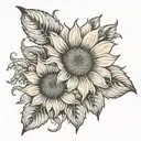 create a tattoo that represents a sunflower and the name stoppa in a simple way but with details tattoo design idea