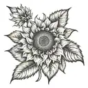 create a tattoo that represents a sunflower and the name stoppa in a simple way but with details tattoo design idea