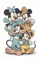 Mickey Minnie Donald and Daisy, Eeyore Tigger and piglet tattoo design idea