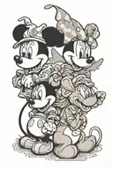 Mickey Minnie Donald and Daisy, Eeyore Tigger and piglet tattoo design idea