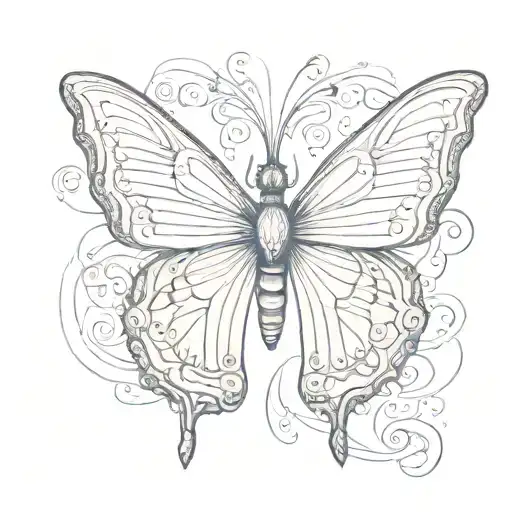 a butterfly moth that has an abdomen shaped like a Greek Corinthian column in real proportions. tattoo design idea
