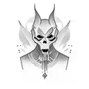 ghost with bourbon glass tattoo design idea