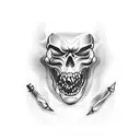 ghost with bourbon glass tattoo design idea