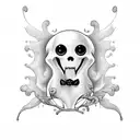 ghost with bourbon glass tattoo design idea