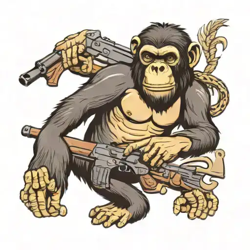 ape with ak47  tattoo design idea