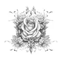 coffin filled with flowers tattoo design idea