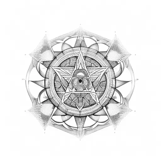 Heartagram cyber sigilism tattoo design idea