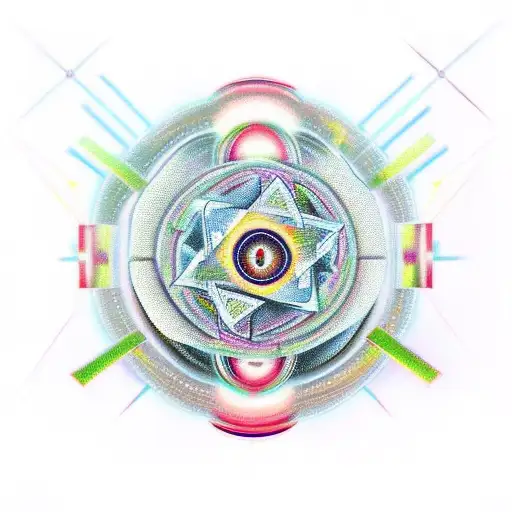 Heartagram cyber sigilism tattoo design idea