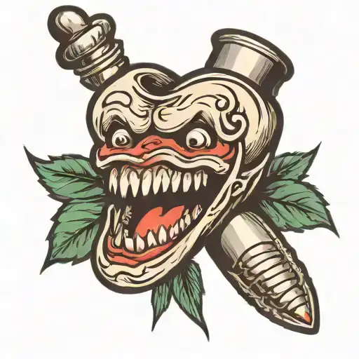 old school tooth tattoo design idea