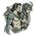 Zues with Hera standing together tattoo design idea