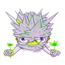 Bart simpson dressed with nike clothes and jordan shoes hugging a purple and green marijuana flower  tattoo design idea