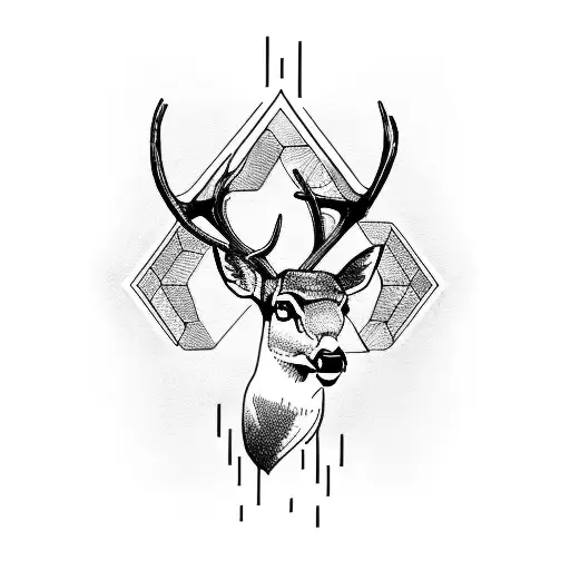 deer woods tattoo design idea