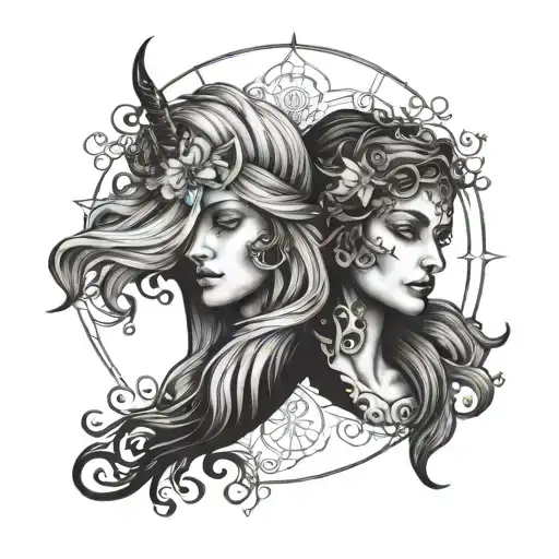Gemini Virgo tattoo design idea