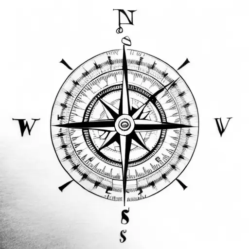 compass and clock tattoo design idea