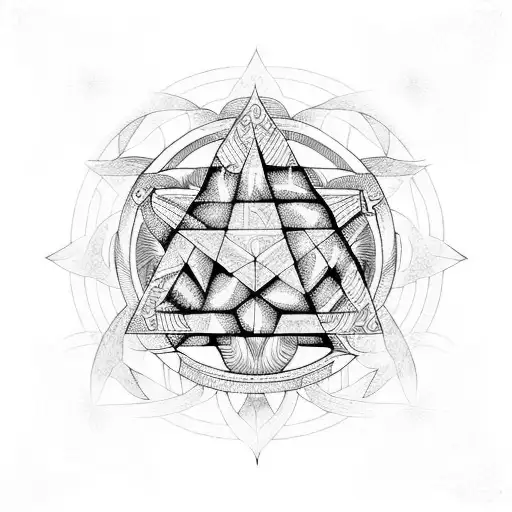 sacred symbols of anciant dark magic pentagram tattoo design idea