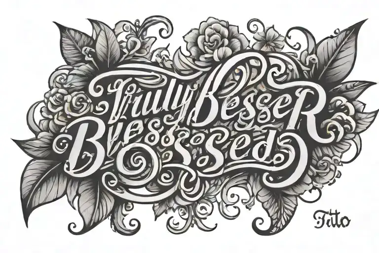 Truly Blessed in cool cursive font tattoo design idea
