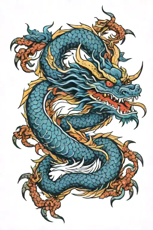 Colour dragon for thigh tattoo tattoo design idea