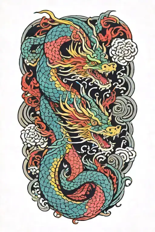 Colour dragon tattoo design idea