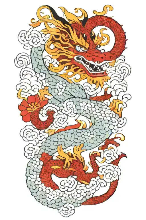 Colour dragon tattoo design idea