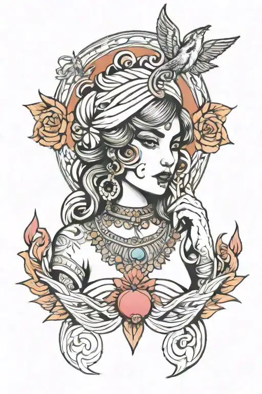 Isis, lust, Aphrodite tattoo design idea