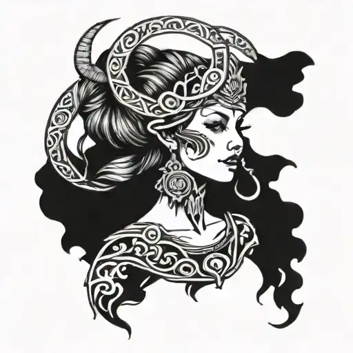 Traditional Norse pagan godess tattoo tattoo design idea