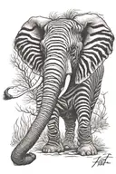 elephant zebra ram tattoo design idea