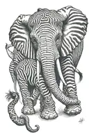 elephant zebra ram tattoo design idea