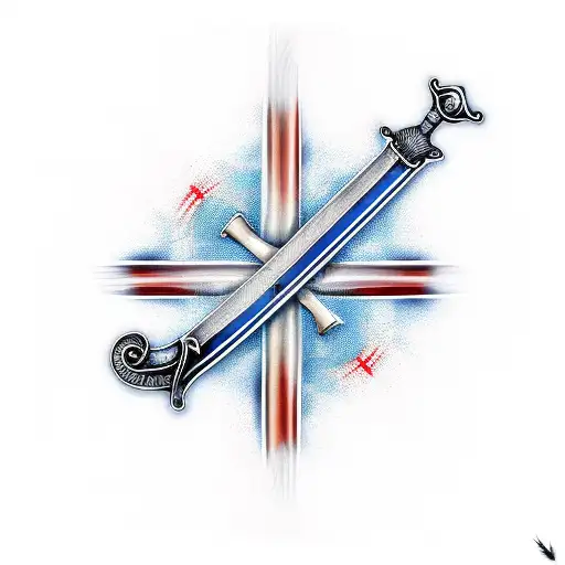  sword with Christian cross as the handle tattoo design idea
