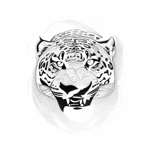 whole jaguar breaking out of chain tattoo design idea