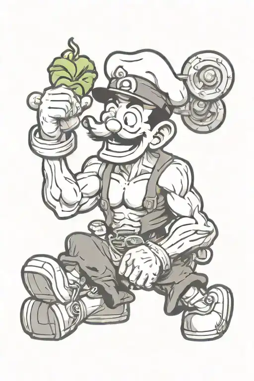 Popeye eating spinach tattoo design idea