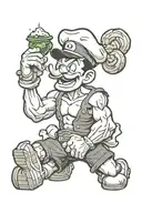 Popeye eating spinach tattoo design idea