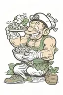 Popeye eating spinach tattoo design idea