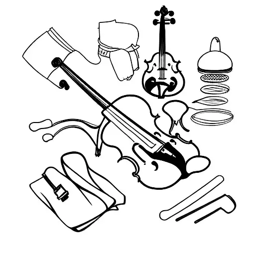 baking equipment and violin  tattoo design idea