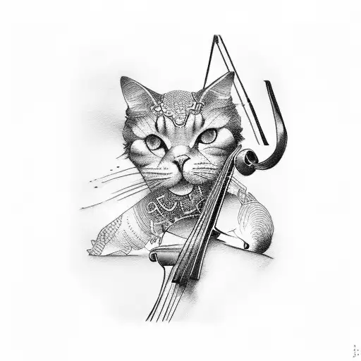 baking equipment and violin  tattoo design idea