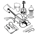 baking equipment and violin  tattoo design idea