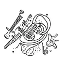 baking equipment and violin  tattoo design idea