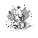 baking equipment and violin  tattoo design idea