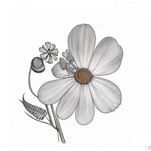 Clover, chamomile, fern tattoo design idea