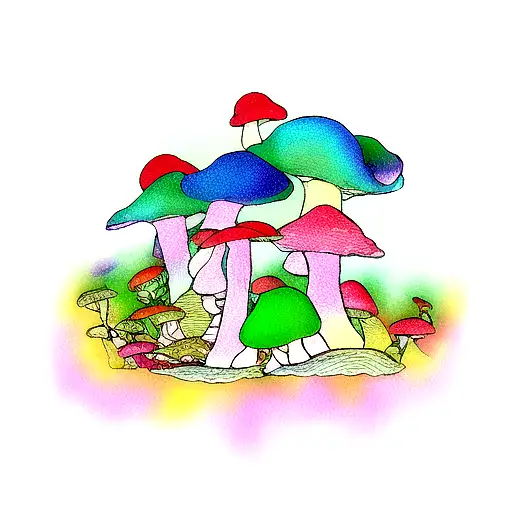 Psychedelic Mushroom Squid tattoo design idea