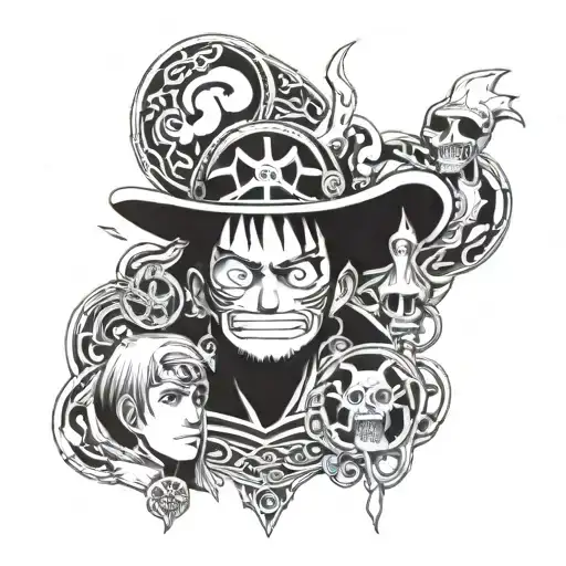 one piece, naruto, the lord of the rings tattoo design idea
