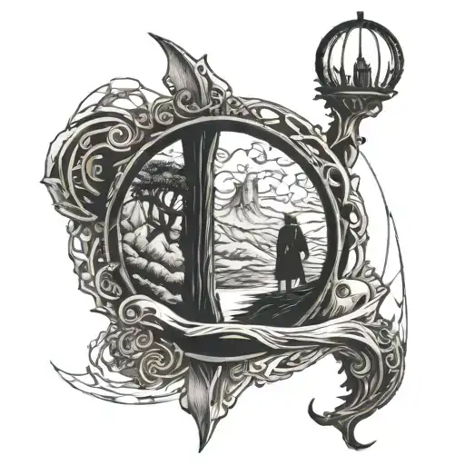 The lord of the rings movie and one piece anime tattoo design idea