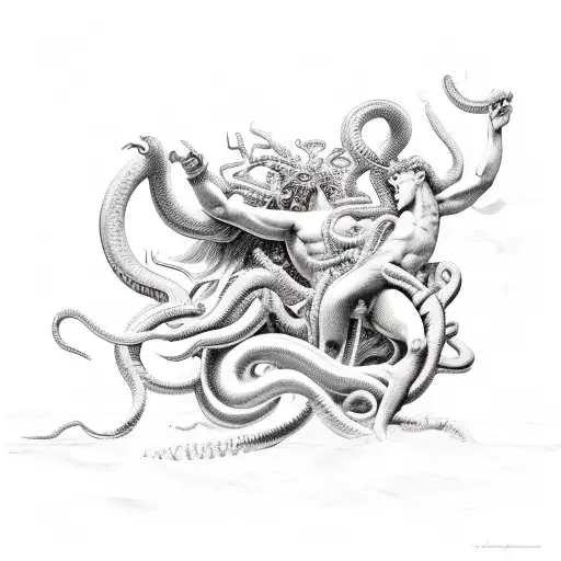 Perseus attacks Medusa tattoo design idea