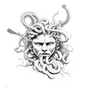 Perseus attacks Medusa tattoo design idea